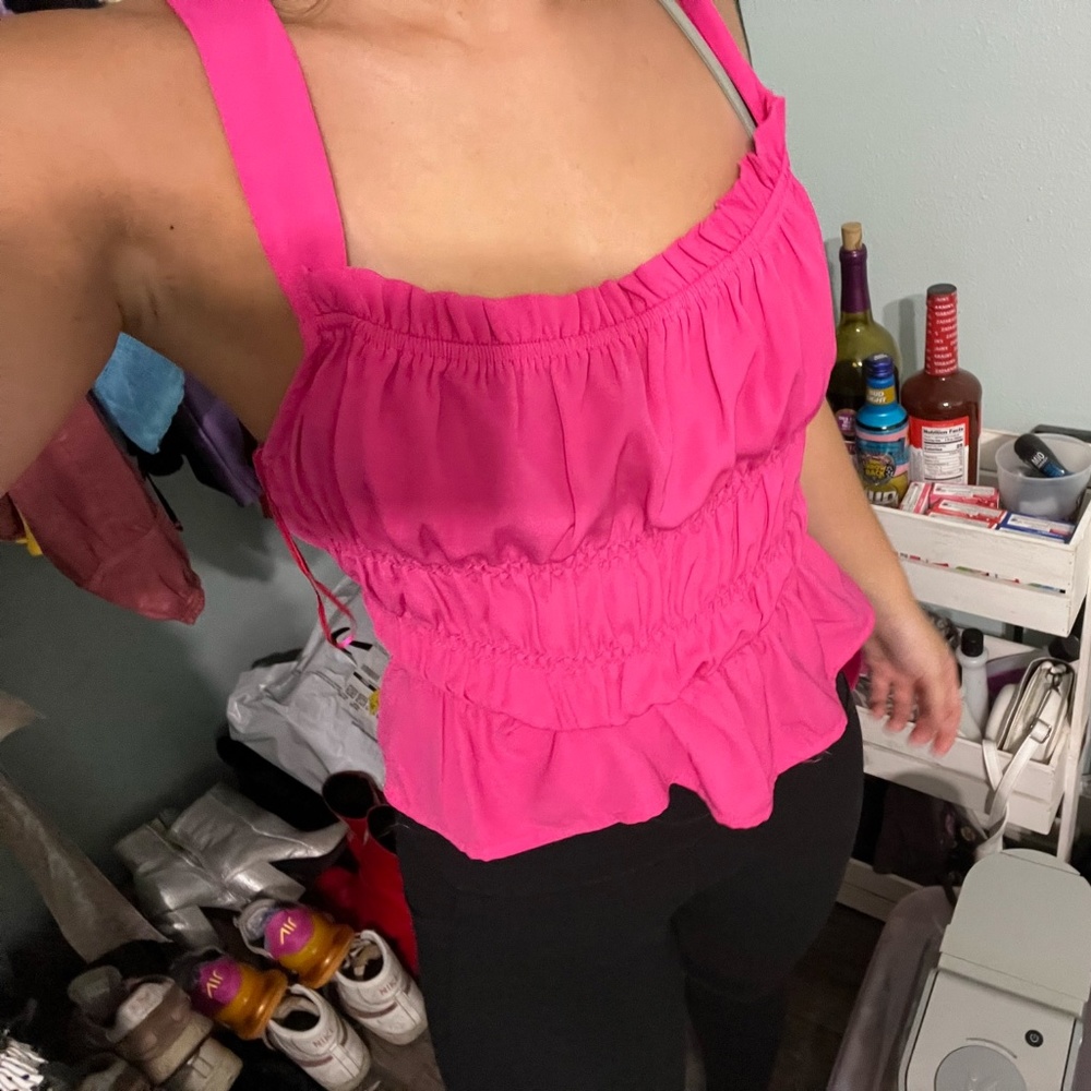 SugarLips Hot Pink Open Back Tie Top Size S